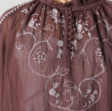 画像をギャラリービューアに読み込む, アンティークボタニカル刺繍ブラウス