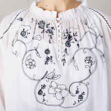画像をギャラリービューアに読み込む, アンティークボタニカル刺繍ブラウス