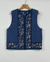 画像をギャラリービューアに読み込む, ブロックプリント(木版)フラワー柄 キルトベスト