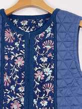 画像をギャラリービューアに読み込む, ブロックプリント(木版)フラワー柄 キルトベスト