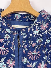 画像をギャラリービューアに読み込む, ブロックプリント(木版) フラワー柄 キルトロングコート