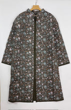 画像をギャラリービューアに読み込む, ブロックプリント(木版) フラワー柄 キルトロングコート