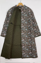 画像をギャラリービューアに読み込む, ブロックプリント(木版) フラワー柄 キルトロングコート