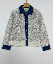 画像をギャラリービューアに読み込む, 【インド ブロックプリント(木版) 】モノトーンボタニカル柄キルトシャツJK