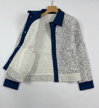 画像をギャラリービューアに読み込む, 【インド ブロックプリント(木版) 】モノトーンボタニカル柄キルトシャツJK