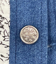 画像をギャラリービューアに読み込む, 【インド ブロックプリント(木版) 】モノトーンボタニカル柄キルトシャツJK