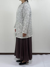 画像をギャラリービューアに読み込む, ブロックプリント(木版) モノトーンボタニカル柄キルトコート