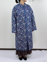 画像をギャラリービューアに読み込む, ブロックプリント(木版) フラワー柄 キルトロングコート