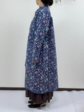 画像をギャラリービューアに読み込む, ブロックプリント(木版) フラワー柄 キルトロングコート