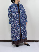 画像をギャラリービューアに読み込む, ブロックプリント(木版) フラワー柄 キルトロングコート
