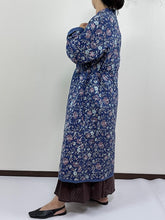 画像をギャラリービューアに読み込む, ブロックプリント(木版) フラワー柄 キルトロングコート