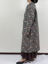 画像をギャラリービューアに読み込む, ブロックプリント(木版) フラワー柄 キルトロングコート