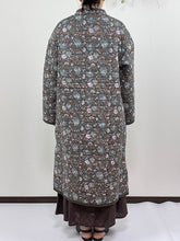 画像をギャラリービューアに読み込む, ブロックプリント(木版) フラワー柄 キルトロングコート