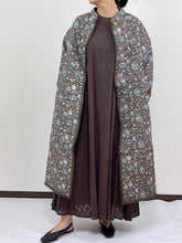 画像をギャラリービューアに読み込む, ブロックプリント(木版) フラワー柄 キルトロングコート