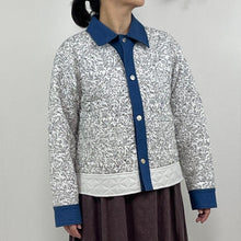 画像をギャラリービューアに読み込む, 【インド ブロックプリント(木版) 】モノトーンボタニカル柄キルトシャツJK