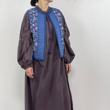 画像をギャラリービューアに読み込む, ブロックプリント(木版)フラワー柄 キルトベスト