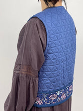 画像をギャラリービューアに読み込む, ブロックプリント(木版)フラワー柄 キルトベスト