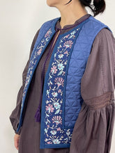 画像をギャラリービューアに読み込む, ブロックプリント(木版)フラワー柄 キルトベスト