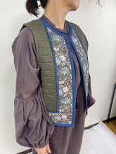 画像をギャラリービューアに読み込む, ブロックプリント(木版)フラワー柄 キルトベスト