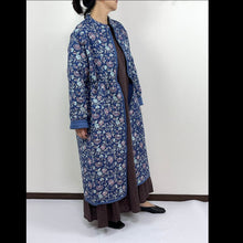 画像をギャラリービューアに読み込む, ブロックプリント(木版) フラワー柄 キルトロングコート